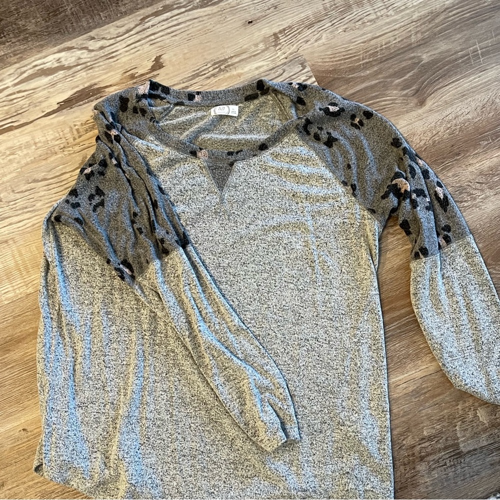 Gray animal print sweater